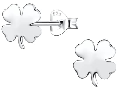 Joy|S - Zilveren klaver oorbellen - zilver - klavertje vier - 7.5 x 8 mm - oorknoppen