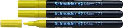 Schneider lakmarker - Maxx 271 - lijnbreedte 1-2 mm - geel - 3 stuks - verfstift - S-127105-3