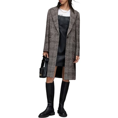 AllSaints Dustie Check Duster Black/white Größe: 34 | Einreihige Mäntel Outlet | Damen | Schwarz