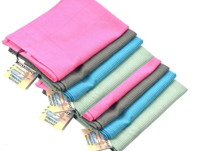 Set van 8 Professionele Poleerdoeken | 100% Streeploos | Pluisvrij | Voor Glazen | Spiegels en Ramen | 42 x 68 cm | Machinewasbaar | Verschillende Kleuren | Hoogwaardige Polyester/Polyamide Stof