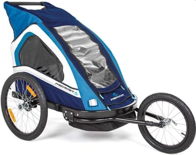 Kinderfietskar - Dubbele Kinderwagen - Vervoer Kinderen - Inclusief Joggingkit - Tot 45kg - Blauw