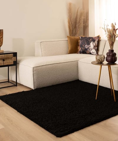 Vierkant hoogpolig vloerkleed - Shaggy Trend zwart 240x240