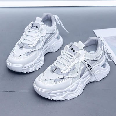 Lente Nieuwe Dikke Zool Papa Schoenen Vrouwelijk Koreaanse Versie Ademend Kwastje Verhogende Sneakers Studentenschoenen 38 gray