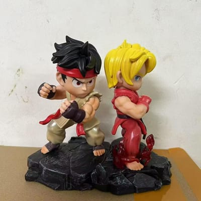 2 stuks/set Spel Street Fighter RYU Ken PVC Actiefiguur Verzamelmodel Speelgoed 15cm no box black