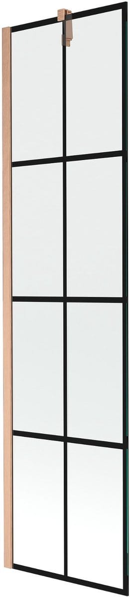 Mexen Next 1-delige douchewand 50 x 150 , zwart raster, geborsteld koper - 895-050-000-00-77-65