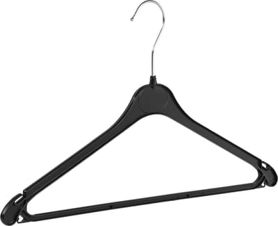 De Kledinghanger Gigant - Kledinghanger - Volwassenen - K343R - 50 Stuks - Blousehanger - Shirthanger - Kunststof - Zwart - Rokinkepingen - Anti-Slip Broeklat - 43 cm - Kleerhanger - K343-Serie (K343R_00/50)