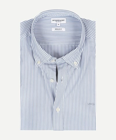 McGregor Overhemd Poplin Stripe Peached Shirt Blue (MM999.6001.05 - 2015)