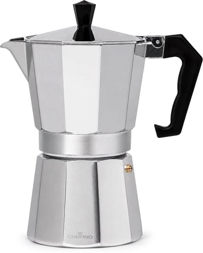 Chefino Percolator 6 Kops – Moka Pot 270 ml – Espressopot voor Italiaans Koffiezetten – Aluminium Mokkapot – Espressomaker voor Gasfornuis