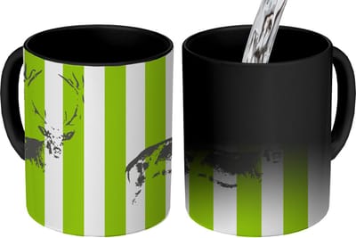 Magische Mok - Foto op Warmte Mokken - Koffiemok - Patroon - Hert - Strepen - Magic Mok - Beker - 350 ML - Theemok