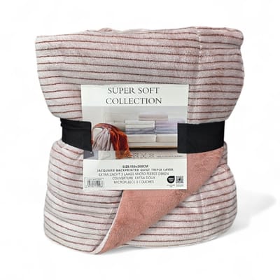 Luxe Fleece deken - Plaid 150x200cm - Triple Layer - Dubbelzijdig - Roos