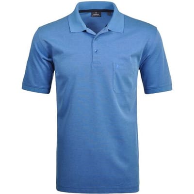 Ragman Softknit Poloshirt Breast Pocket Pima Cotton Mix Aqua / male
