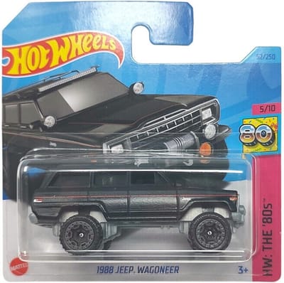 Hotwheels 1988 Jeep Wagoneer Black 52/250 (1:64) HW THE '80s 5/10 SHORT CARD