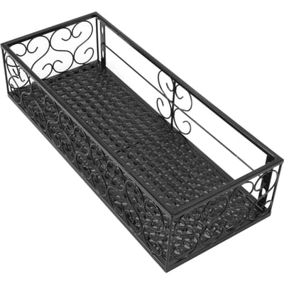 Balkon Bloemenrek Hangende Bloempot Hanger Hangend Smeedijzeren Hek Binnen Vensterbank Succulenten Plank Geschikt voor Suitable for 6.5cm Railings black