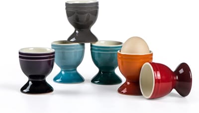 6 stuks eierdopjes, porselein, kleurrijk, voor elke ontbijttafel, hard en zacht gekookte eieren, eierstandaard, eierhouder, ontbijt, brunch eierbeker