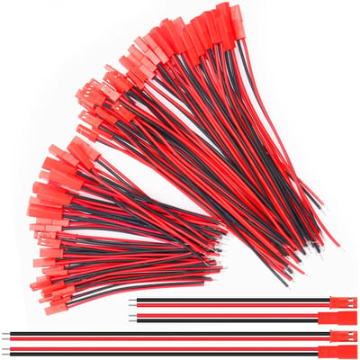 40× JST 2-Pin Connectoren 22 AWG – 10cm & 15cm Kabels – Voor LED, RC Batterijen, Speelgoed – Hoge Kwaliteit – Rood