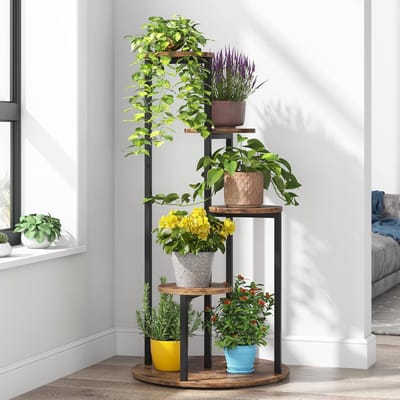 Tribesigns Plantenrek 5 Etages - Zwart Metaal – Plantentrap / Bloemenrek – Plantenstandaard – Bloemenstandaard voor Binnen – Hoogte 103 cm