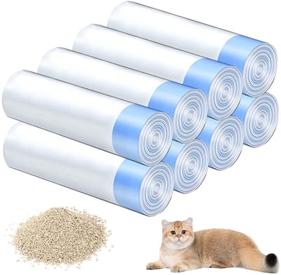 Dailygoods - 8 Rollen Kattenbakzakken - Duurzame Scheurvaste Vuilniszakken met Trekkoorden