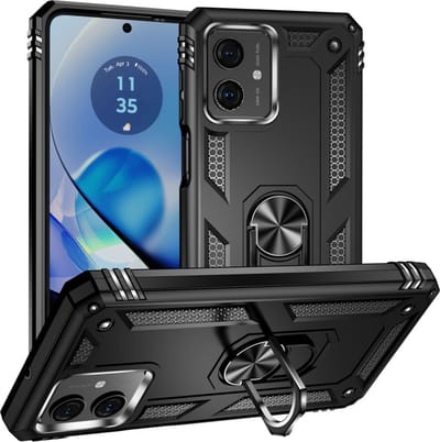 Coverup Hoesje - Geschikt voor Motorola Moto G54 Hoesje - Coverup Ring Kickstand Back Cover - Zwart