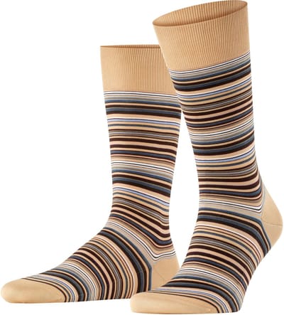 FALKE Microblock gedessineerd katoen sokken heren beige - maat 39-40