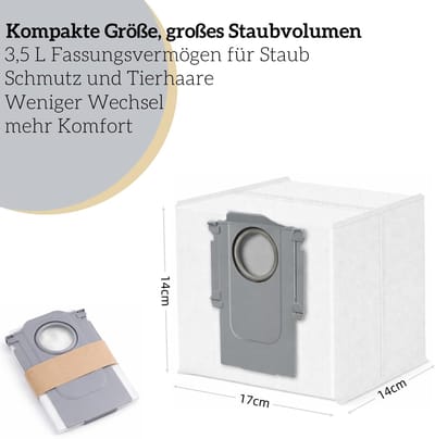Dailygoods- Stofzuigerzakken 16 stuks - Geschikt voor Roborock/S8 MaxV Ultra/Qrevo - 3,5L inhoud - Voorraadverpakking - Brede compatibiliteit - Stofzuigerzak