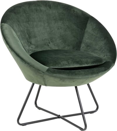 Fauteuil Cezar - bosgroen/zwart - Actona - Zitmeubelen - Groen - Velours - Zitmeubelen -