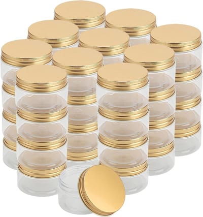 40 Stuks 100ml Transparante Plastic Opbergpotten met Gouden Aluminium Deksel - Ideaal voor Specerijen, Granulaat en Organisatie