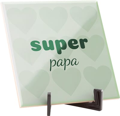 Hippe spreuktegel - Quote tegeltje - Spreuktegels - Brievenbus cadeau - Vaderdag cadeau - Papa cadeau - Super papa - Glans - 15 x 15 cm - Inclusief gratis standaard! - Fotofabriek