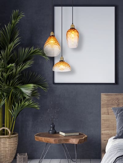 Globo - hanglamp - Salvy - amberkleurig - glas - Ø 46cm - E27 - 15786-3H1