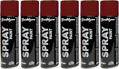 Spuitverf set 6 x 200 ml - wijnrood. Sneldrogende graffiti-spuitbussen voor hout, steen, metaal, glas. wijnrood(RAL 3004)