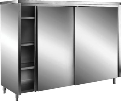 RVS Opbergkasten Met Schuifdeuren Aisi 430, Plat Dak, 1000x600, Saro 700-8070