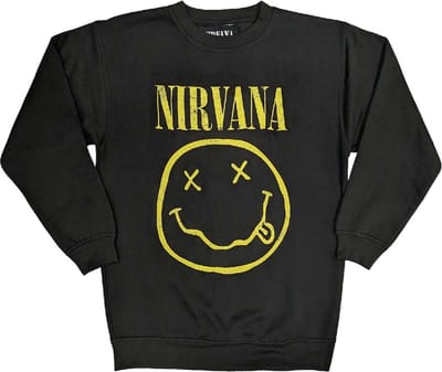 Nirvana - Yellow Happy Face Sweater/trui - S - Zwart