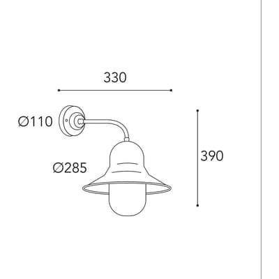 Moretti Luce Buitenwandlamp Campanula 2090 antiek messing diepte 33 cm IP44
