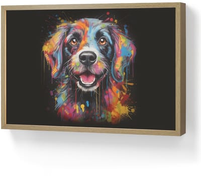 Wandlamp 60x40 cm - Oplaadbaar - Graffiti - Hond - Zwart - Kleuren - Wandlampen binnen woonkamer - Slaapkamer lamp - Decoratieve nachtlamp - Vloerlamp draadloos