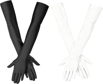 Elegante lange satijnen handschoenen voor dames - 2 stuks, ellebooglengte, perfect voor bruiloften, gala's en kostuums