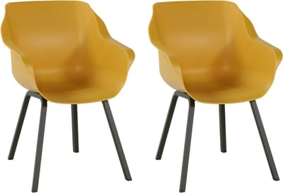 Hartman Sophie armchair tuinstoel met armleuning - Geel - set van 2 - zwart element onderstel