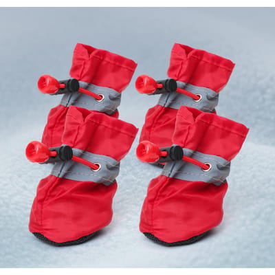 Hot Selliing Reflecterende Hondenpootbeschermer Voor Katten Honden Zacht Antislip Waterdicht Huisdierbenodigdheden Huisdierschoentjes Huisdierschoenen Schoenen Oxford 4 Stuks/Set 4 rood