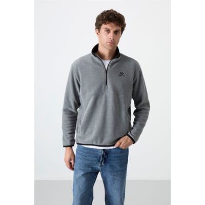 Heren Slim Fit Halflange Rits Pluche Sweatshirt
