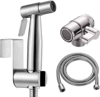 Famanu - Gouden bidet handdouche set, roestvrij staal, handbediende wc-spuit voor hygiëne