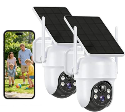 TWUFY Q04 Solocamera - 4MP Draadloze Beveiligingscamera voor Buiten - 360° Dekking - Geïntegreerd Zonnepaneel - AI-Bewegingsdetectie - Bundelvoordeel - 2 Stuks