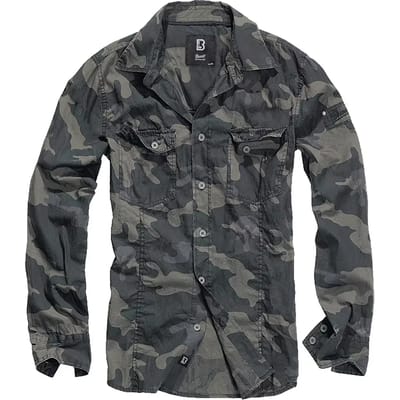 Brandit Slim Fit Shirt Longsleeve dark camo XXL Katoen - Rock wear