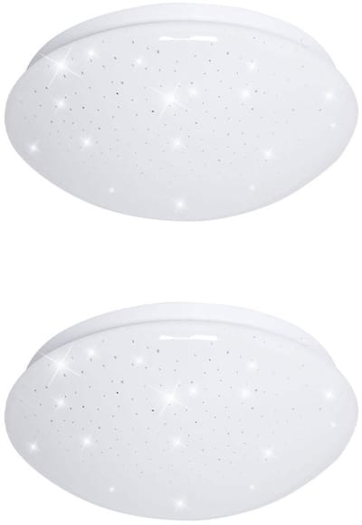 Plafondlamp sterrenhemel LED keukenlamp plafondlamp slaapkamerlamp woonkamerlamp, metaal wit, 8W 560lm 6400K koel wit, DxH 21,5 x 7,8 cm, set van 2
