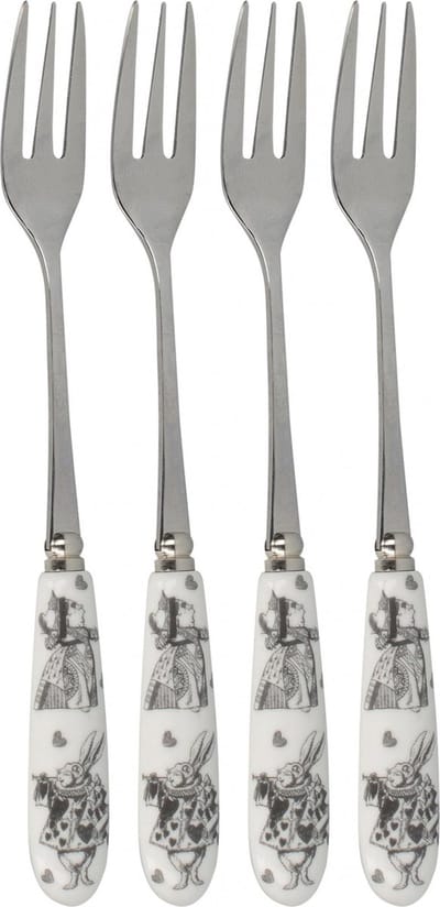Gebaksvorkjes, Set van 4 Stuks, Porselein, RVS - V&A | Alice in Wonderland