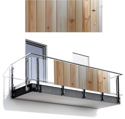 Balkonscherm 300x120 cm - Balkonposter Hout - Planken - Licht - Balkon scherm decoratie - Balkonschermen - Balkondoek zonnescherm
