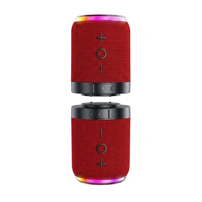 Ryoudavell - 2-in-1 Magnetische Bluetooth Speaker - Splitsbare Draadloze Luidspreker - Bluetooth 5.4 & TWS - RGB LED Verlichting - 2000mAh Batterij - Rood