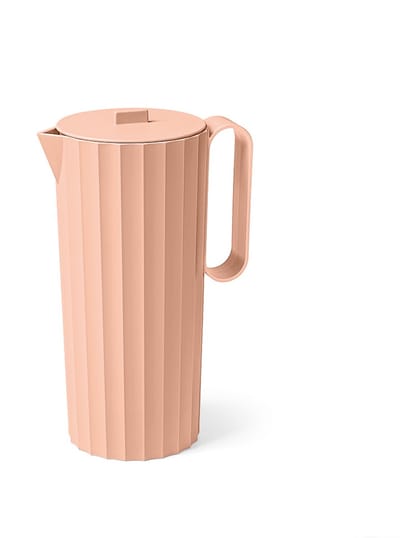Kunststof schenkkan / waterkan MET DEKSEL - Hydria - koraal roze - 16 x 11 x H 24 cm - 1700 ml / 1,7 liter