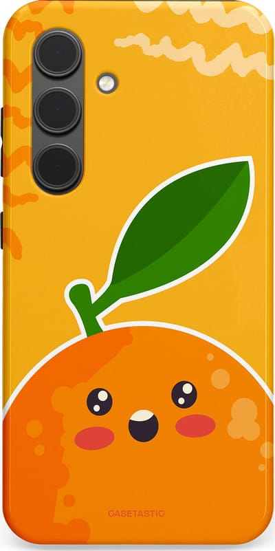 Casetastic Hoesje Geschikt voor Samsung S24 - Stijlvolle Beschermende Duo-layer Case - Vrolijke Sinaasappel