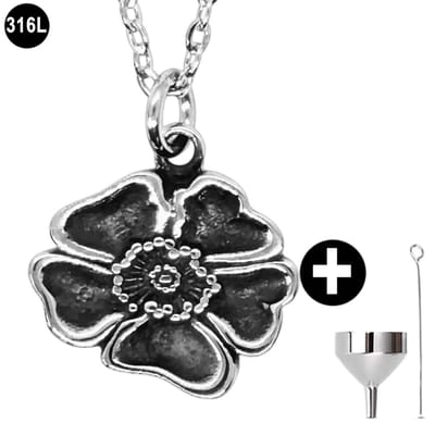 Kuci Muci®- Ashanger - Ashouder - Bloem -Klavertje - incl Verstelbare Ketting 46 tm 52cm en vulsetje - Asketting - As sieraad - 316L Edelstaal