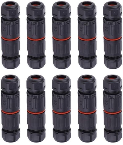 Dailygoody - IP68 Waterdichte Elektrische Kabelconnectoren - 3-polige Connectoren - Compact en Veilig - Zwart - Buitenstopcontact - Voor Voedingen en