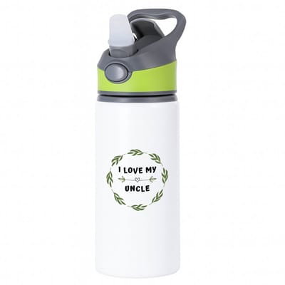 Hacebo® - I love my uncle waterfles met rietje groen - Oom - liefste oom - verjaardag - cadeautje voor oom - oom artikelen - kado - geschenk - water fles - 650ML