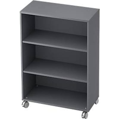 TOPAS LINE verrijdbare boekenkast, spaanplaat, 3 OH, B 800 x D 400 x H 1172 mm, grafiet